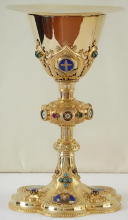 Solid silver gilt antique French Gothic Chalice.